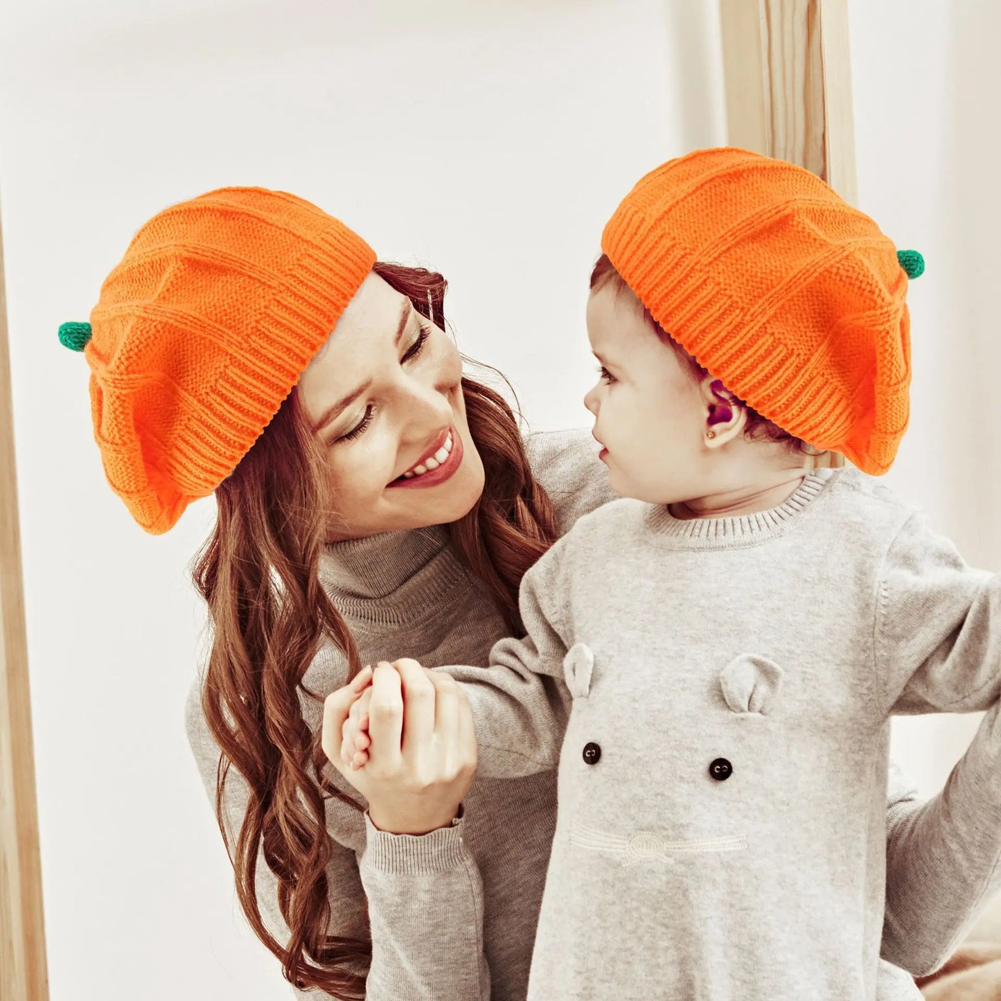 Autumn Winter Parent-child Knitted Hat 2024 Halloween Pumpkin Warm Belle Knitted Hat Happy Thanksgiving Day Hat Gifts