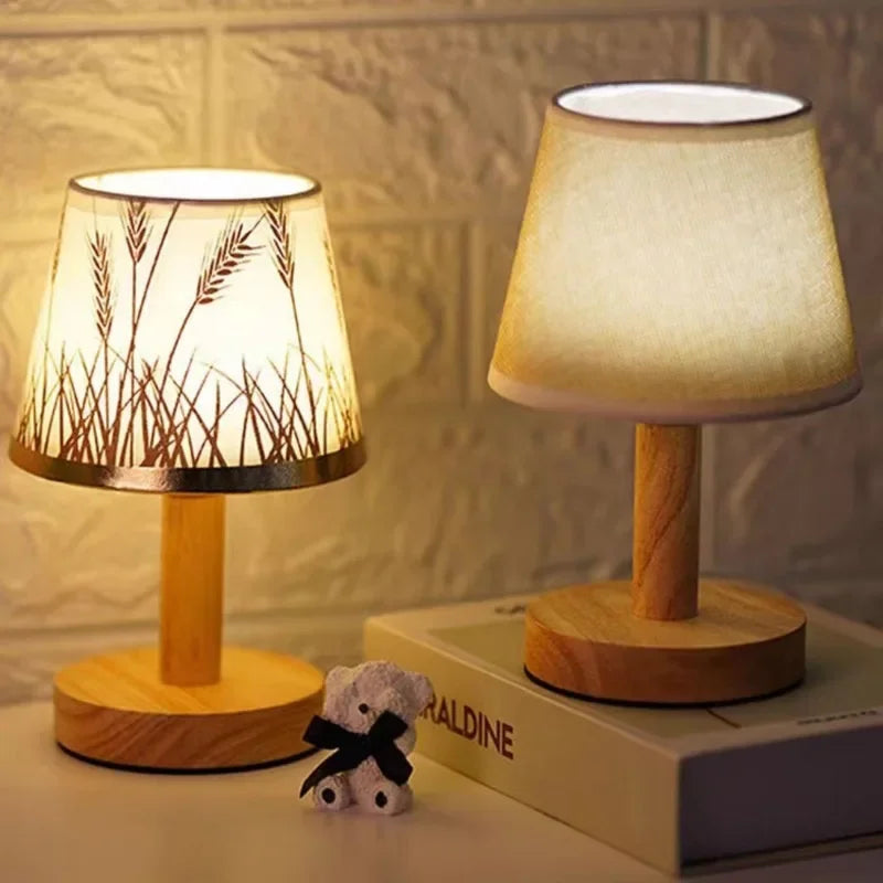 Wooden Bedroom Night Light Table Lamp Led Modern Nordic Bedroom Beside Lamp Retro Home Decor Reading Light for Kids