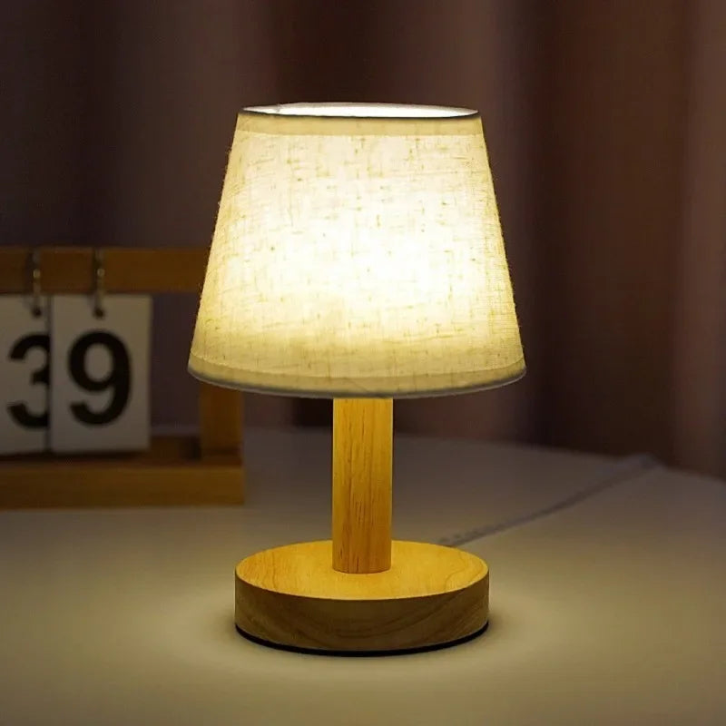 Wooden Bedroom Night Light Table Lamp Led Modern Nordic Bedroom Beside Lamp Retro Home Decor Reading Light for Kids