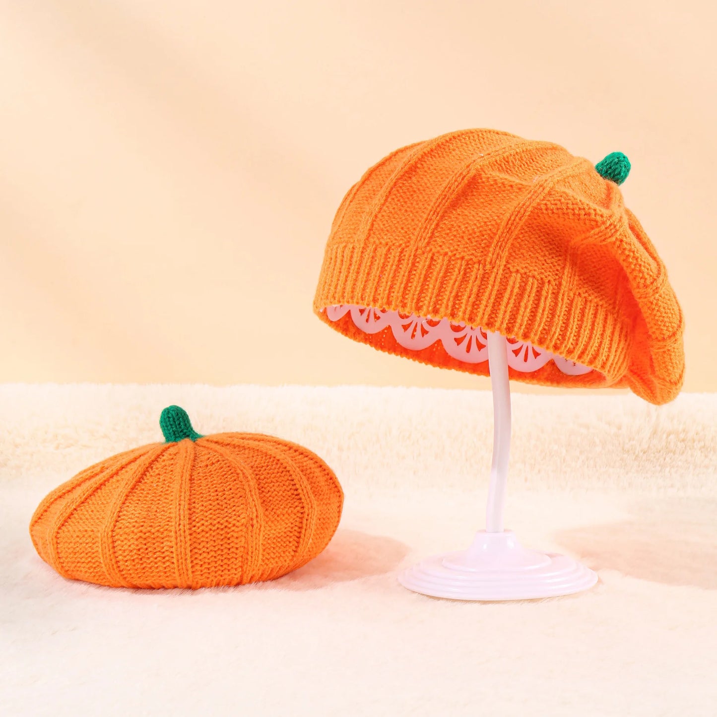 Autumn Winter Parent-child Knitted Hat 2024 Halloween Pumpkin Warm Belle Knitted Hat Happy Thanksgiving Day Hat Gifts